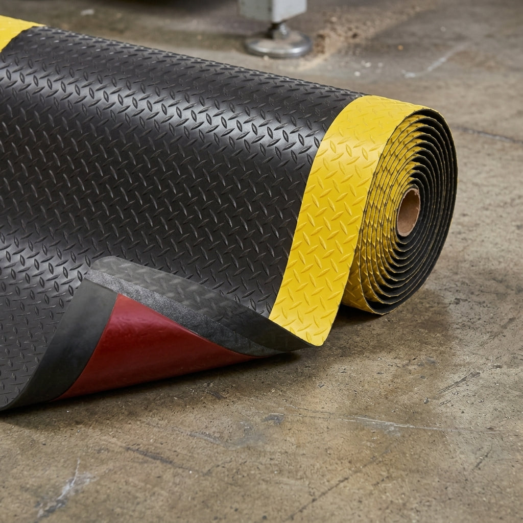 91cm x 300cm Anti-Fatigue Mat Black/Yellow 14mm Thick (view 2)