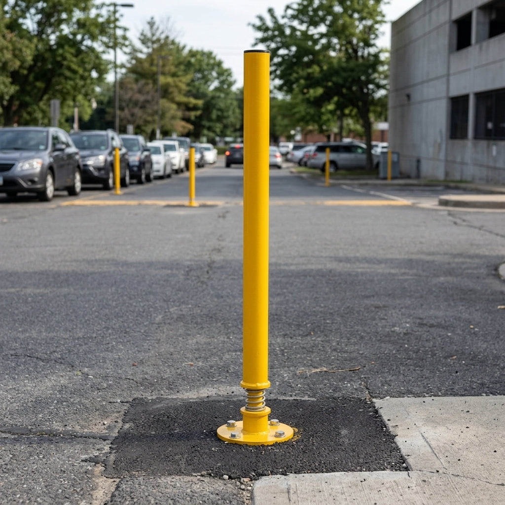 Fixed Spring Security Bollard - Yellow