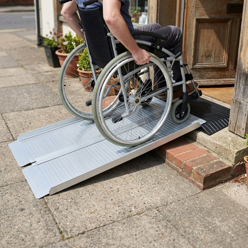 2ft - 8ft Folding Ramp System with Rubber Threshold