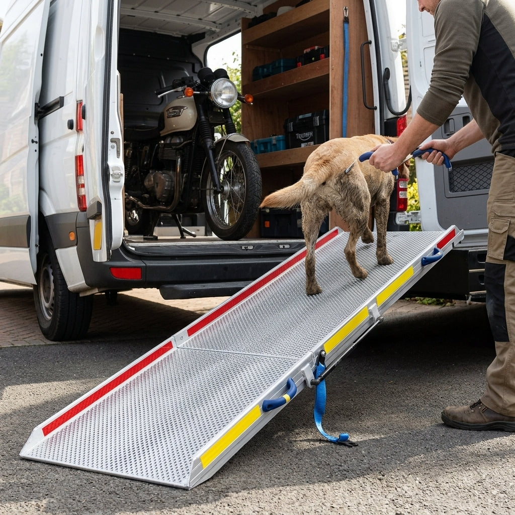 900mm Wide 2-Part Vehicle Folding Ramp - Heavy-Duty