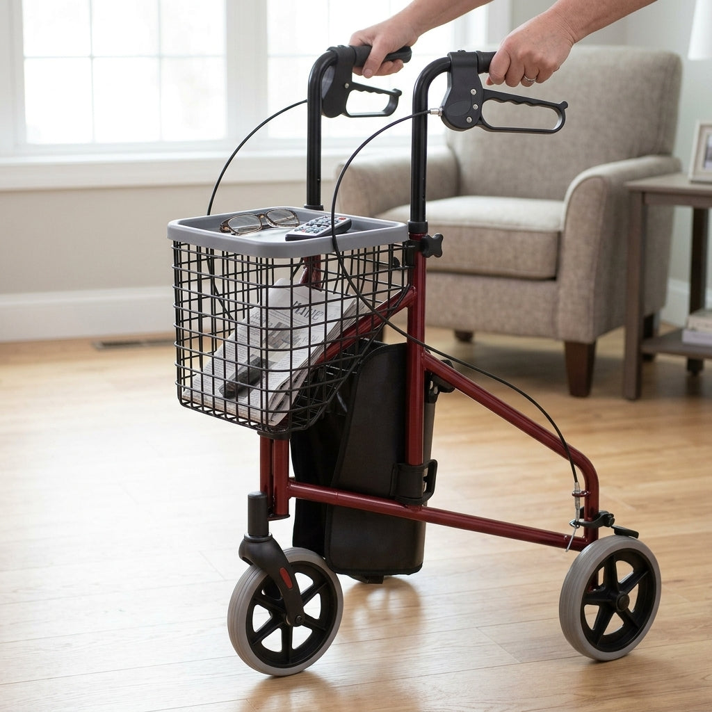 Aluminium 3 Wheel Rollator Tri-Walker with Storage Solutions