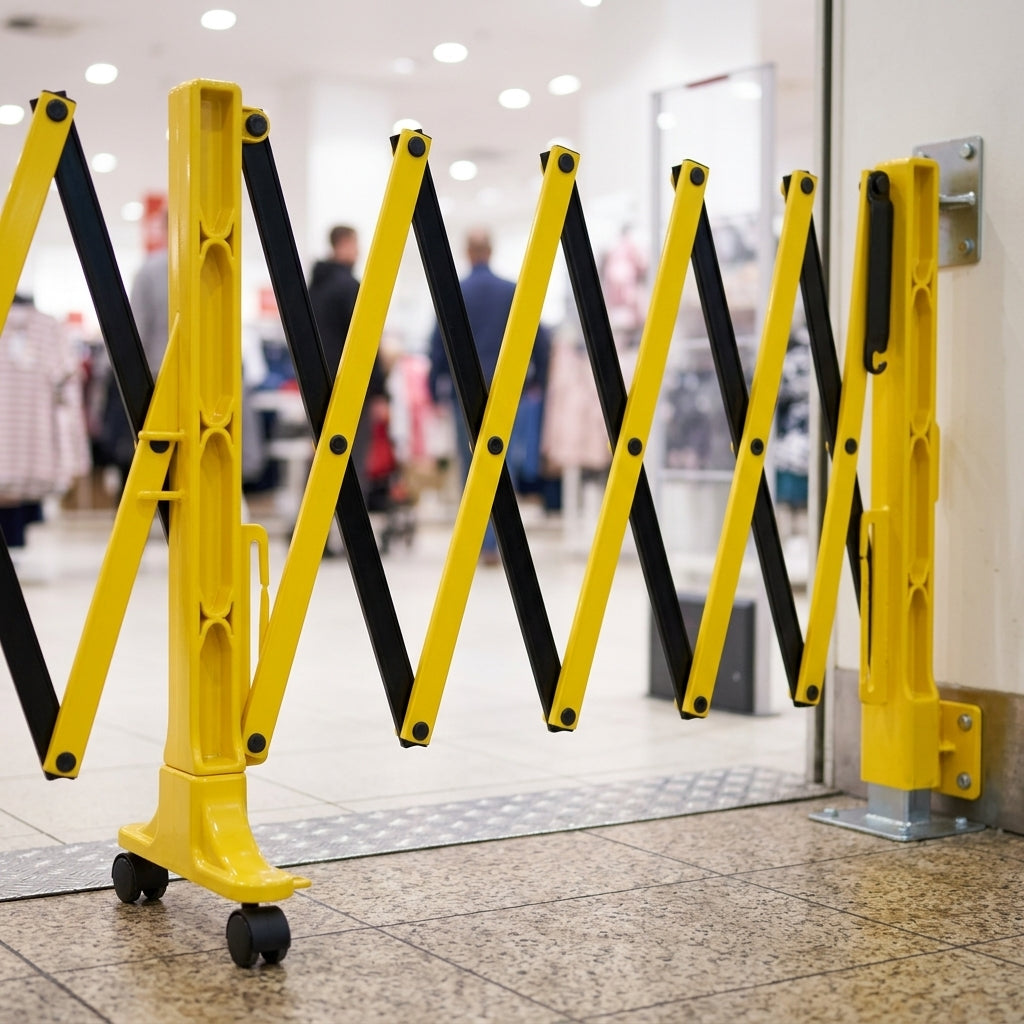 Expandable Barrier on Wheels 3.5m Black & Yellow (view 2)