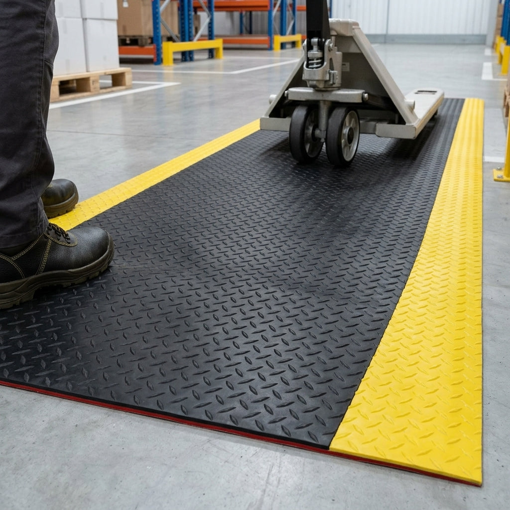 14mm Anti-Fatigue Mat Black & Yellow Cut by Linear Meter