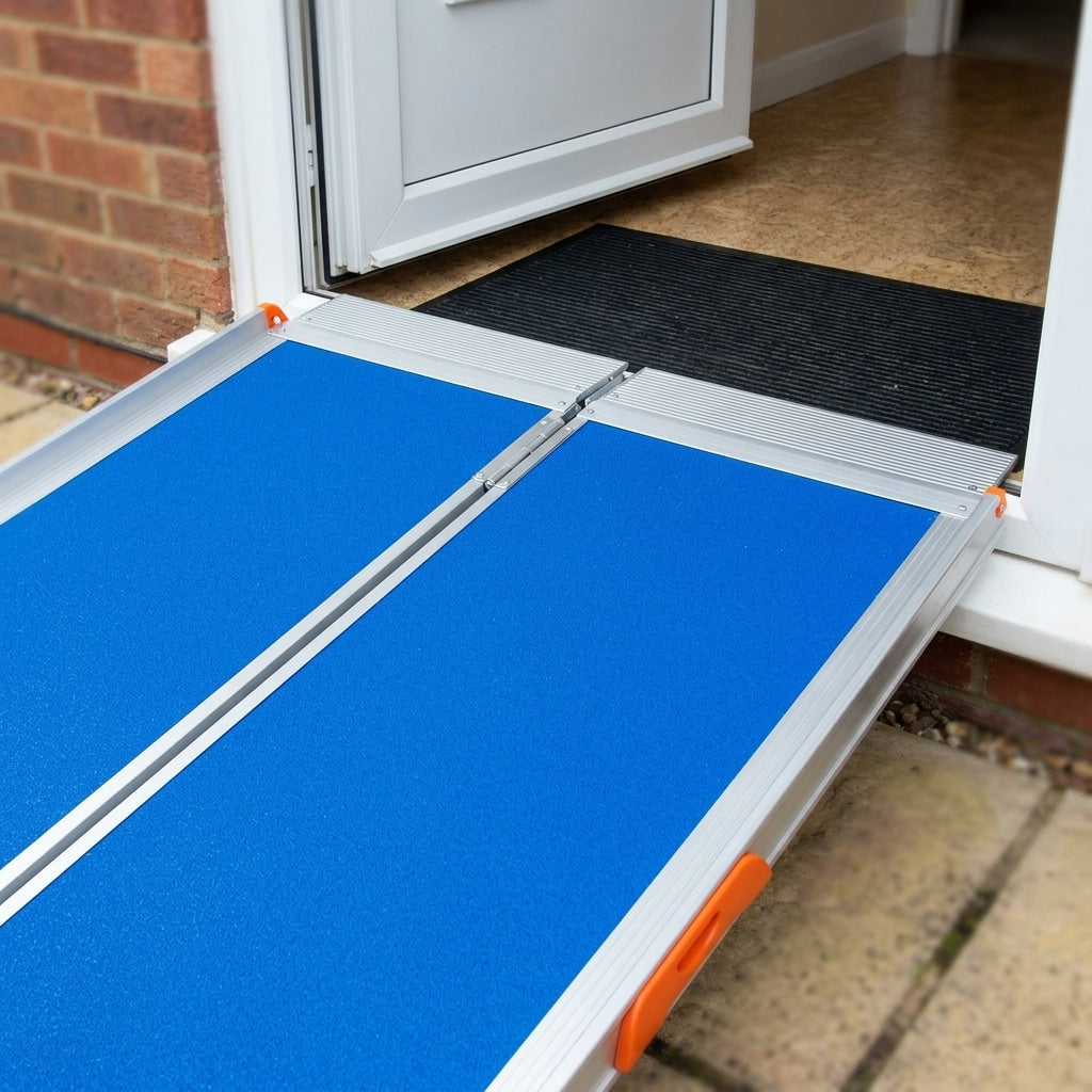 2ft/5ft/6ft Folding Wheelchair Ramp + 700mm Aluminium Threshold (view 2)