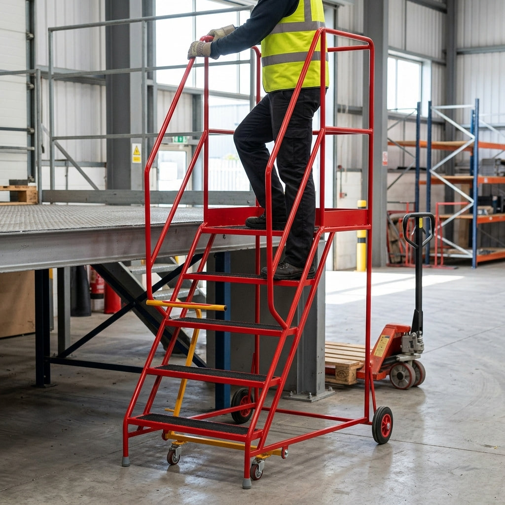 Steel Mobile Steps 4-15 Treads Anti-slip Surface