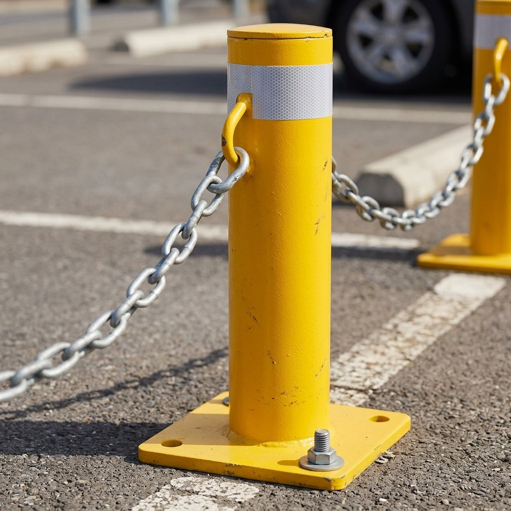 Fixed Security Bollard with Chain Hooks (view 2)
