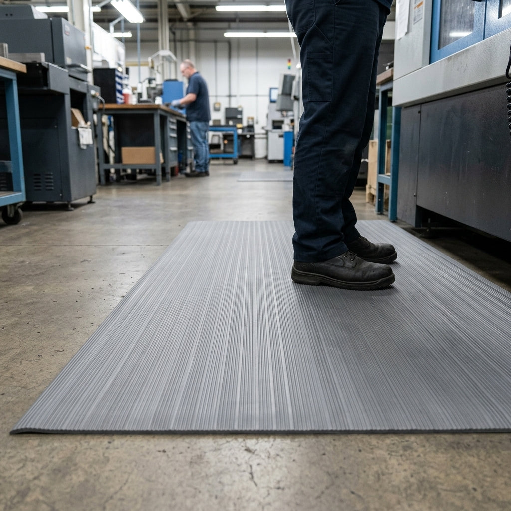 183cm x 60/91/122cm Anti-Fatigue Mat Grey 9.4mm Thick