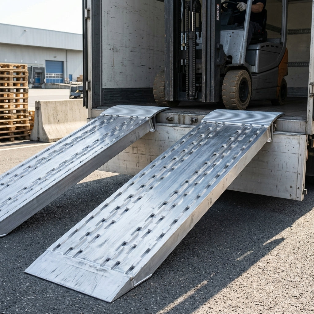2000mm Loading Ramps Aluminium Milled Surface 21500kg Capacity