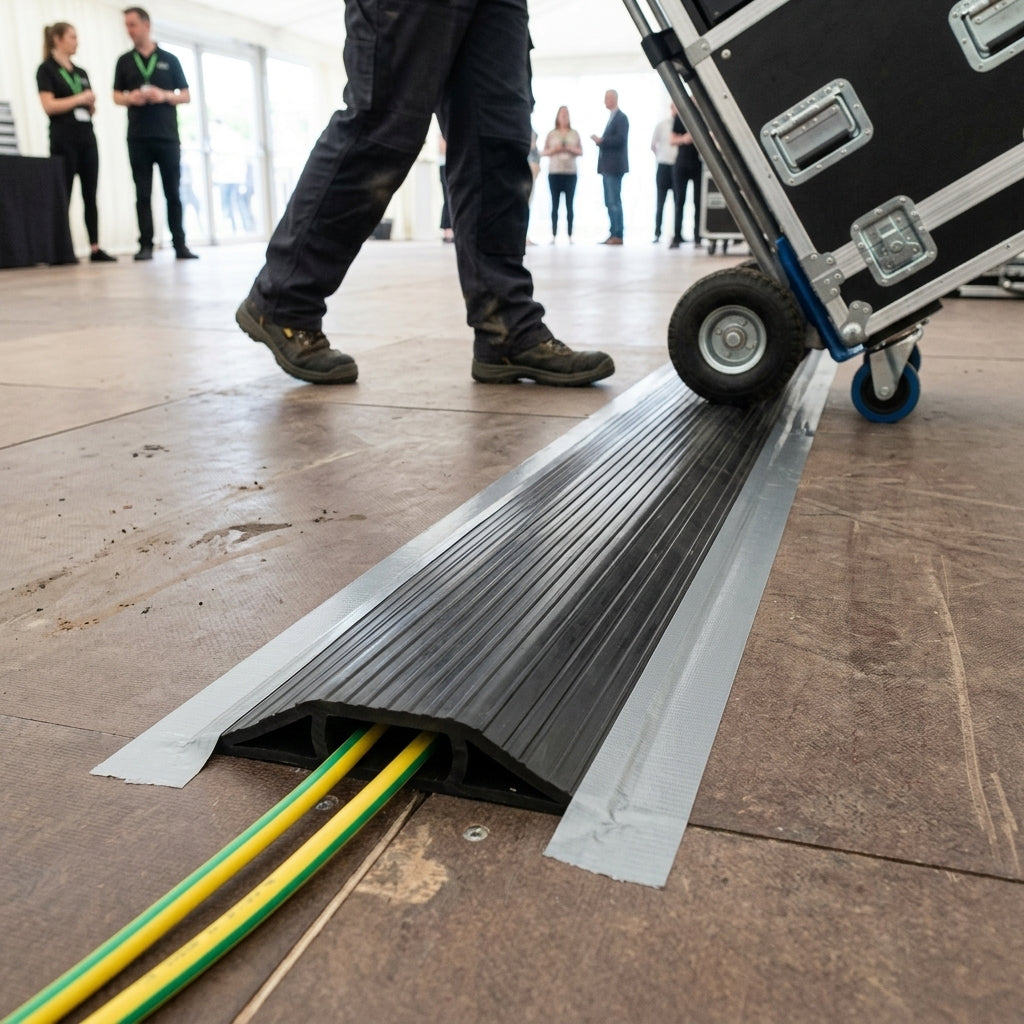 20mm x 10mm Floor Cable Protector - Flexible Rubber