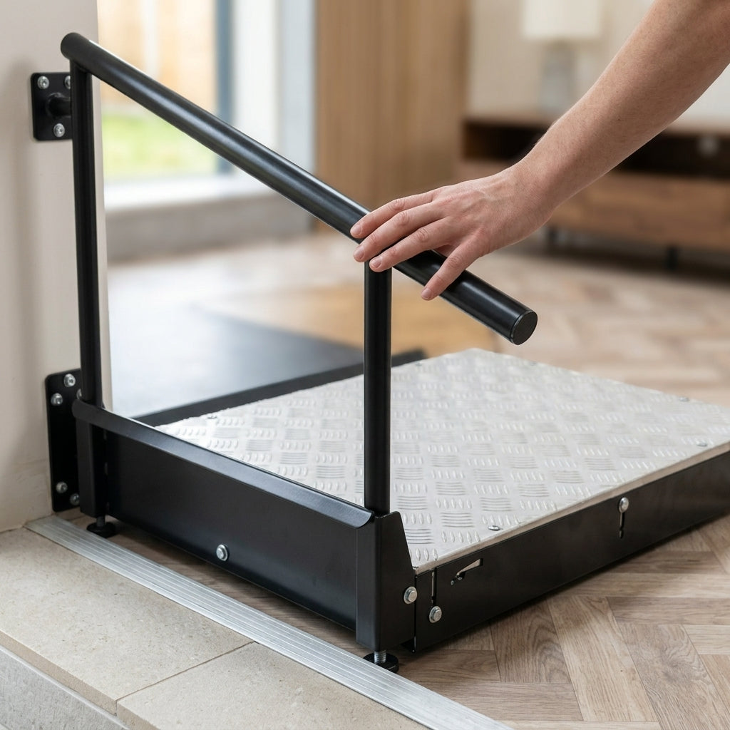 Adjustable Half Step 80-150mm with Handrail (view 2)