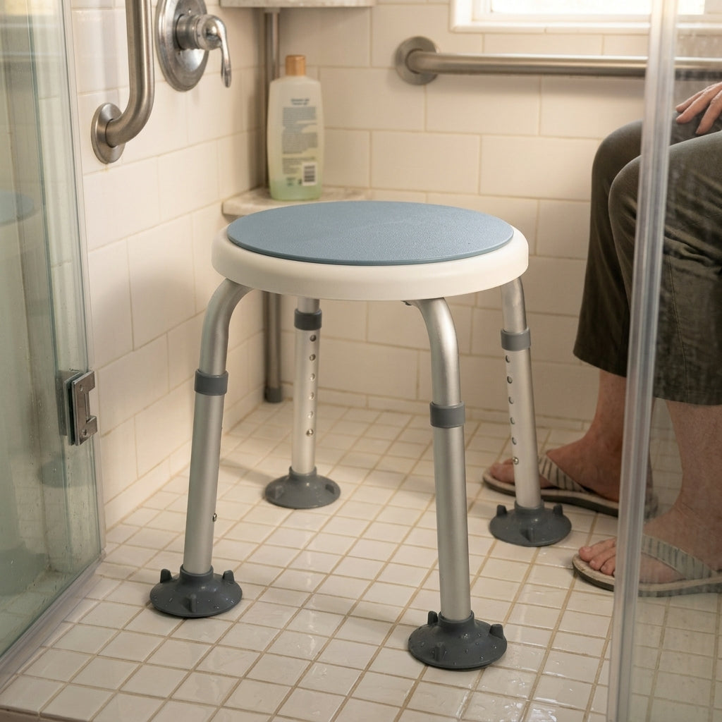 Height-Adjustable Swivel Shower Stool