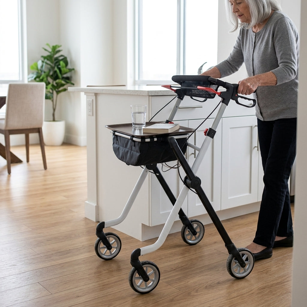Indoor Rollator 4-Wheel Lightweight Adjustable Handle