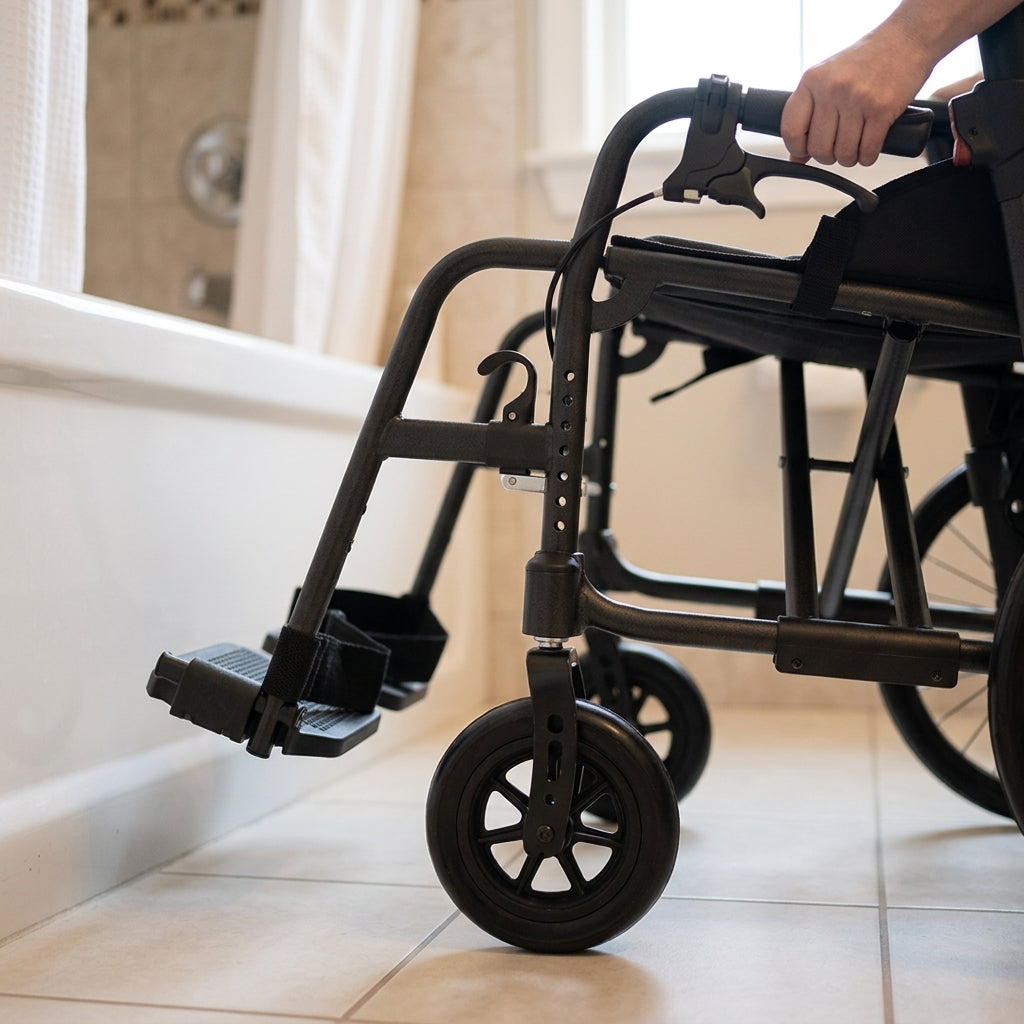 Transit Wheelchair with Ergonomic Seating and Adjustable Armrests (view 2)