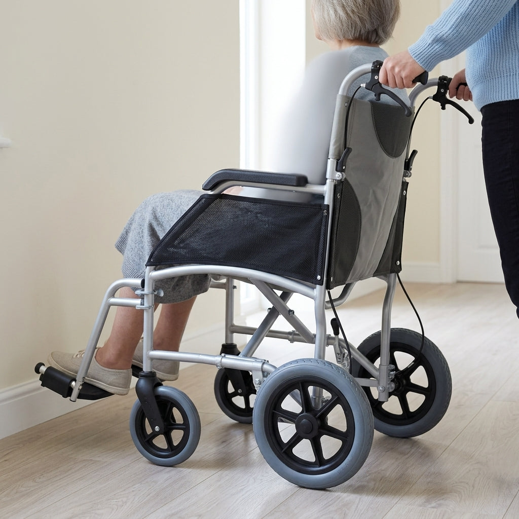Lightweight Folding Transit Wheelchair 115kg Capacity