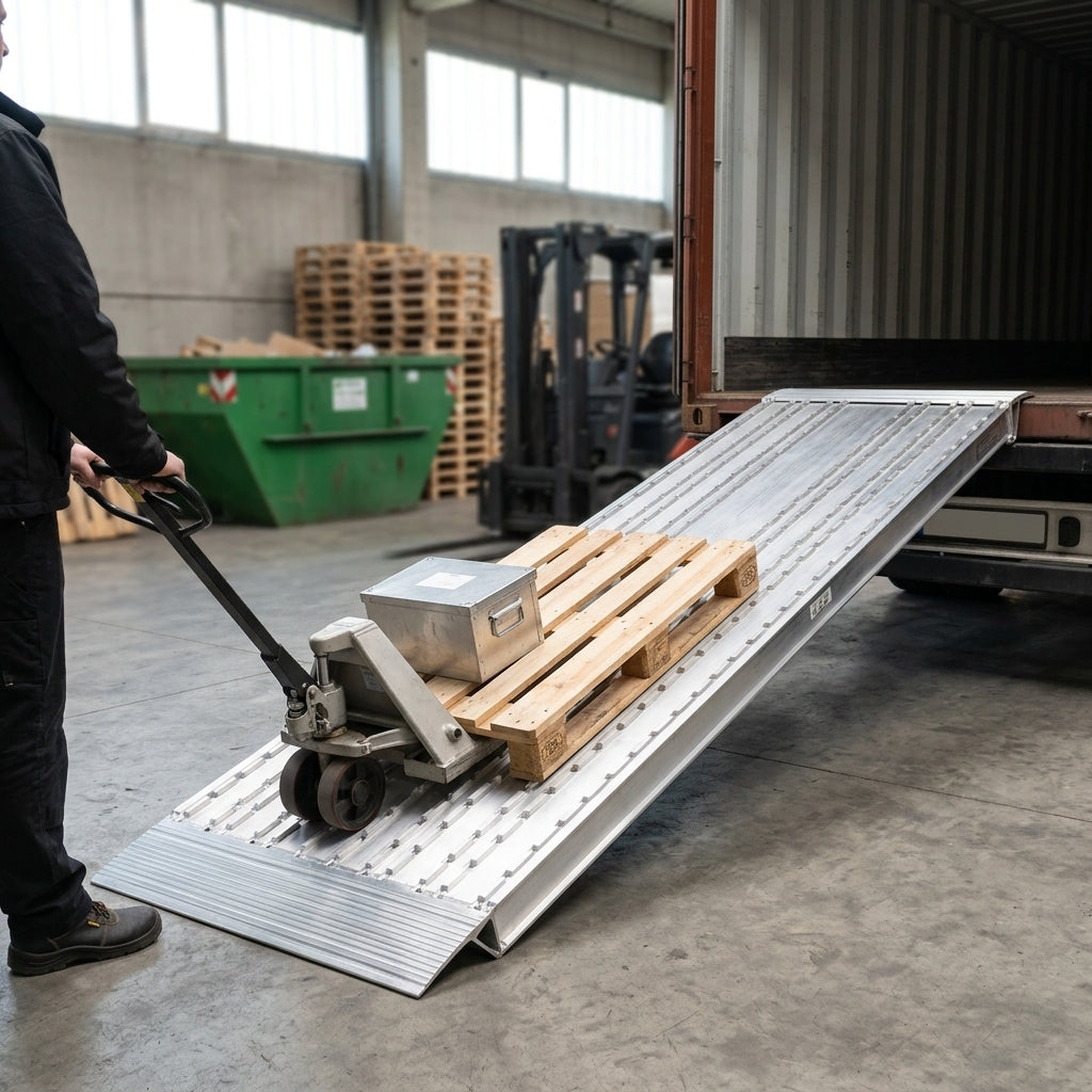3500mm Loading Ramps Aluminium Milled Surface 9145kg Capacity