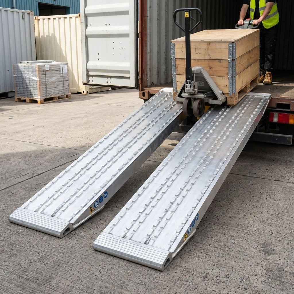 1500mm Loading Ramps Aluminium Milled Surface 2900kg Capacity