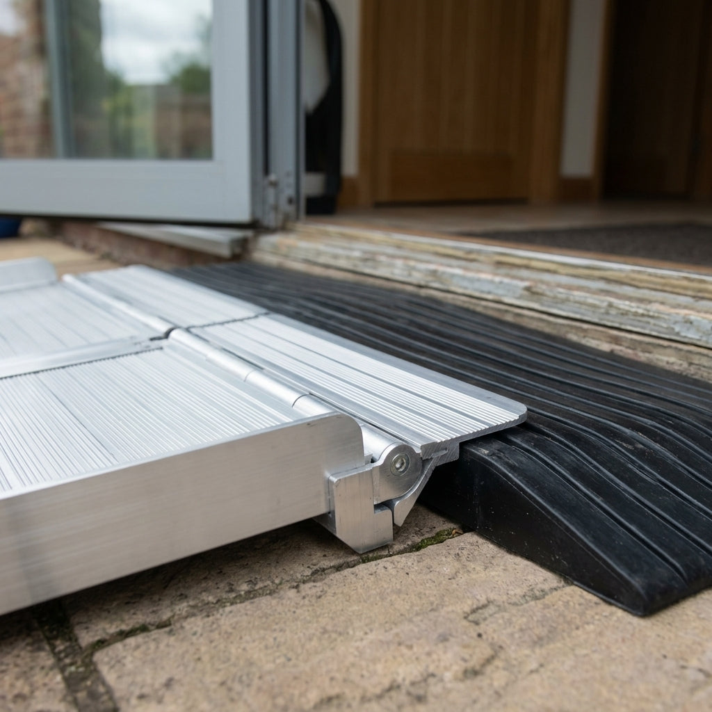 2ft - 8ft Folding Ramp System with Rubber Threshold (view 2)