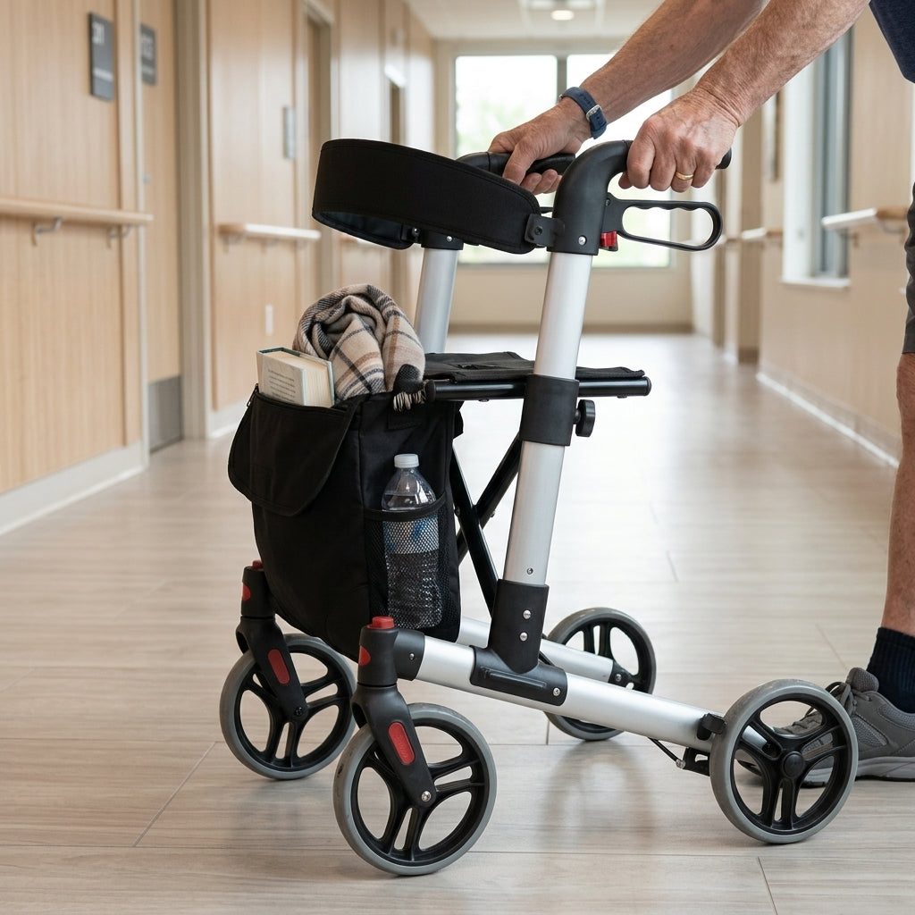 Compact 4-Wheel Rollator with Seat and Backrest (view 2)
