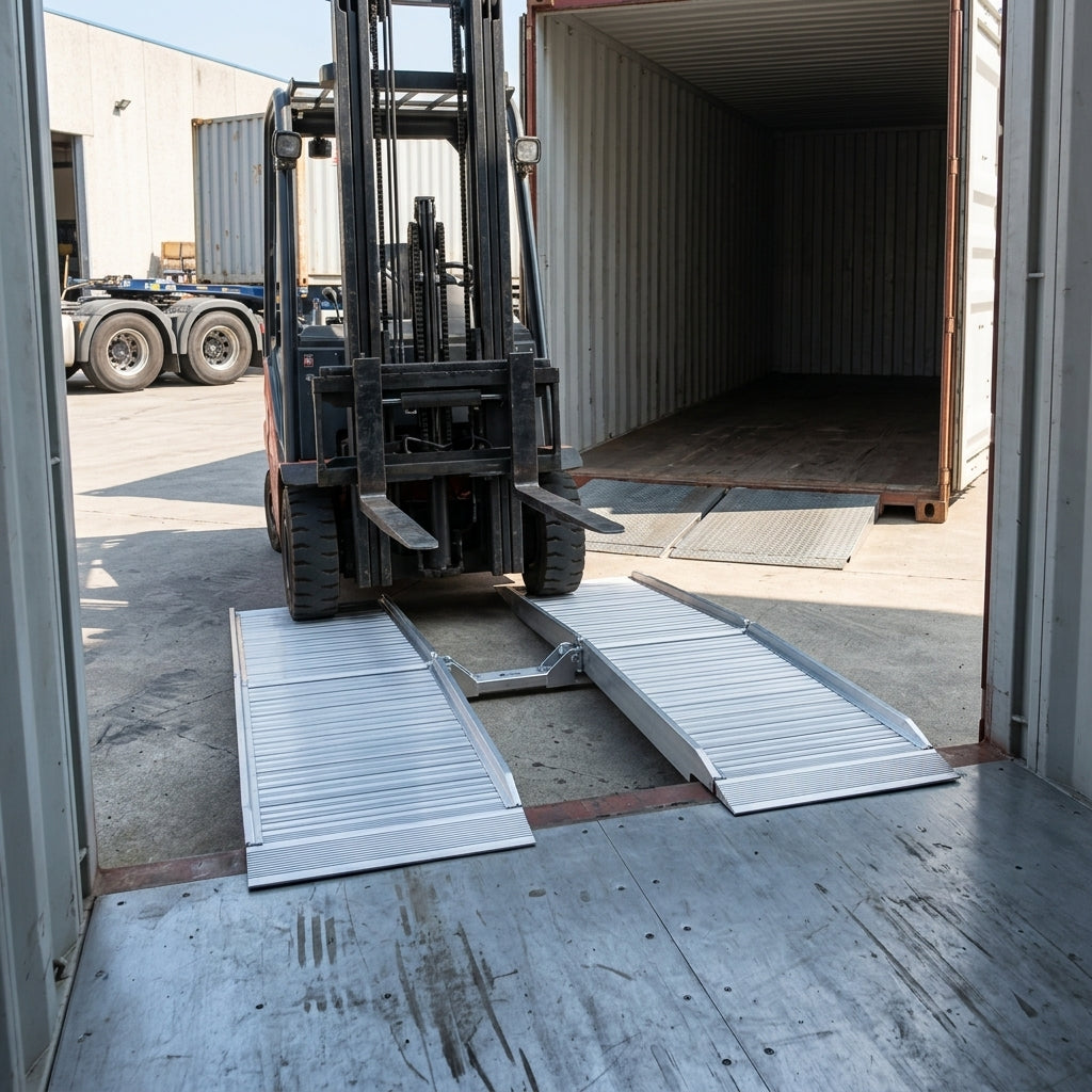 500mm x 215mm Container Ramps Aluminium 1250kg Capacity