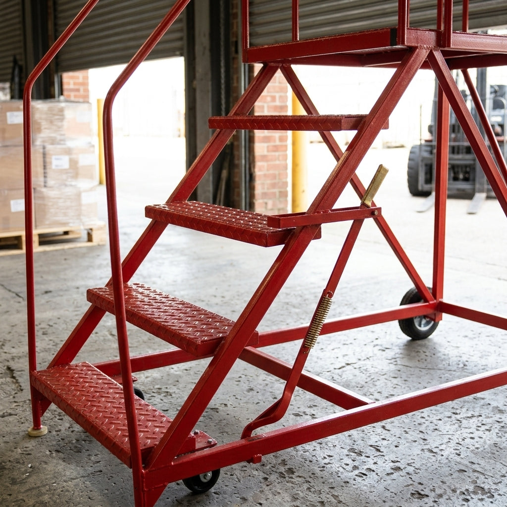 Industrial Ladder with Large Platform and Double Handrails (view 2)