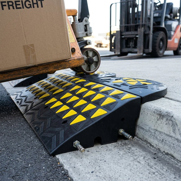 200mm High Rubber Kerb Ramp Kit with End Caps