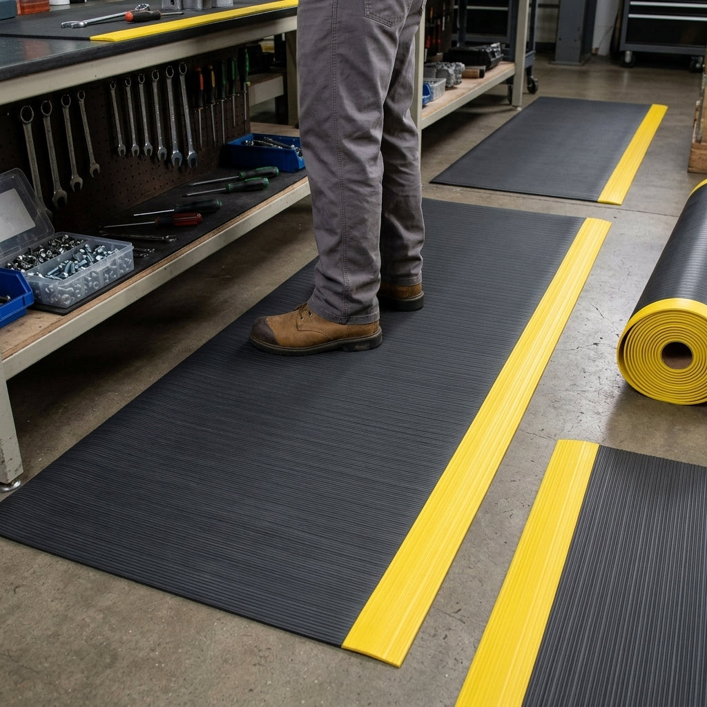 9.4mm Anti-Fatigue Mat Roll - Black & Yellow