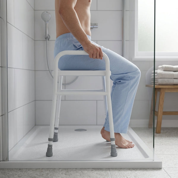 Height-Adjustable Shower Stool with Handles