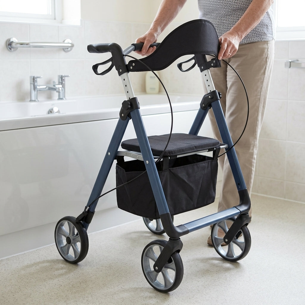 Lightweight Rollator Walker 150kg Capacity Adjustable Height