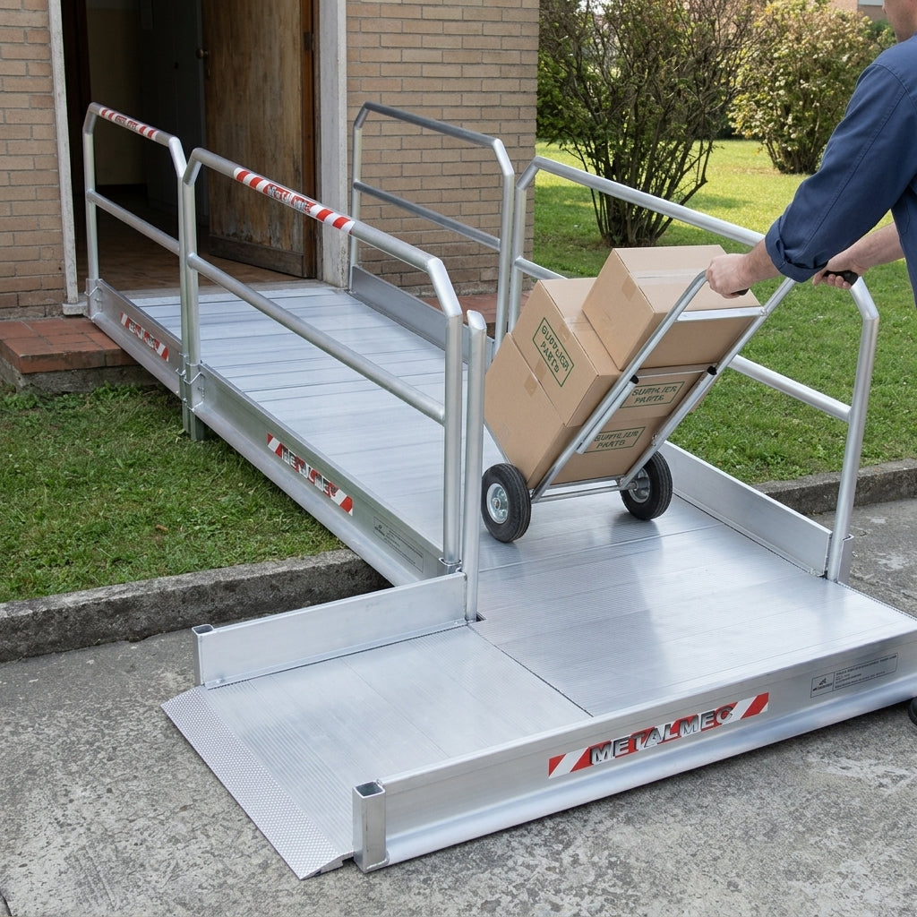 3790mm Vehicle Accessible Ramp with Handrails, 1500kg Capacity