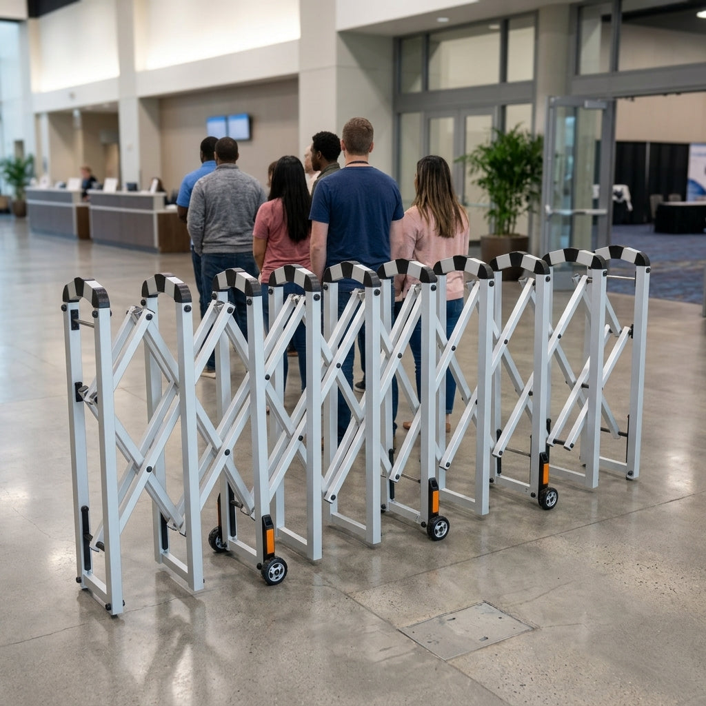 Expandable Safety Barrier 1.2m High Aluminium Expands to 2.1m