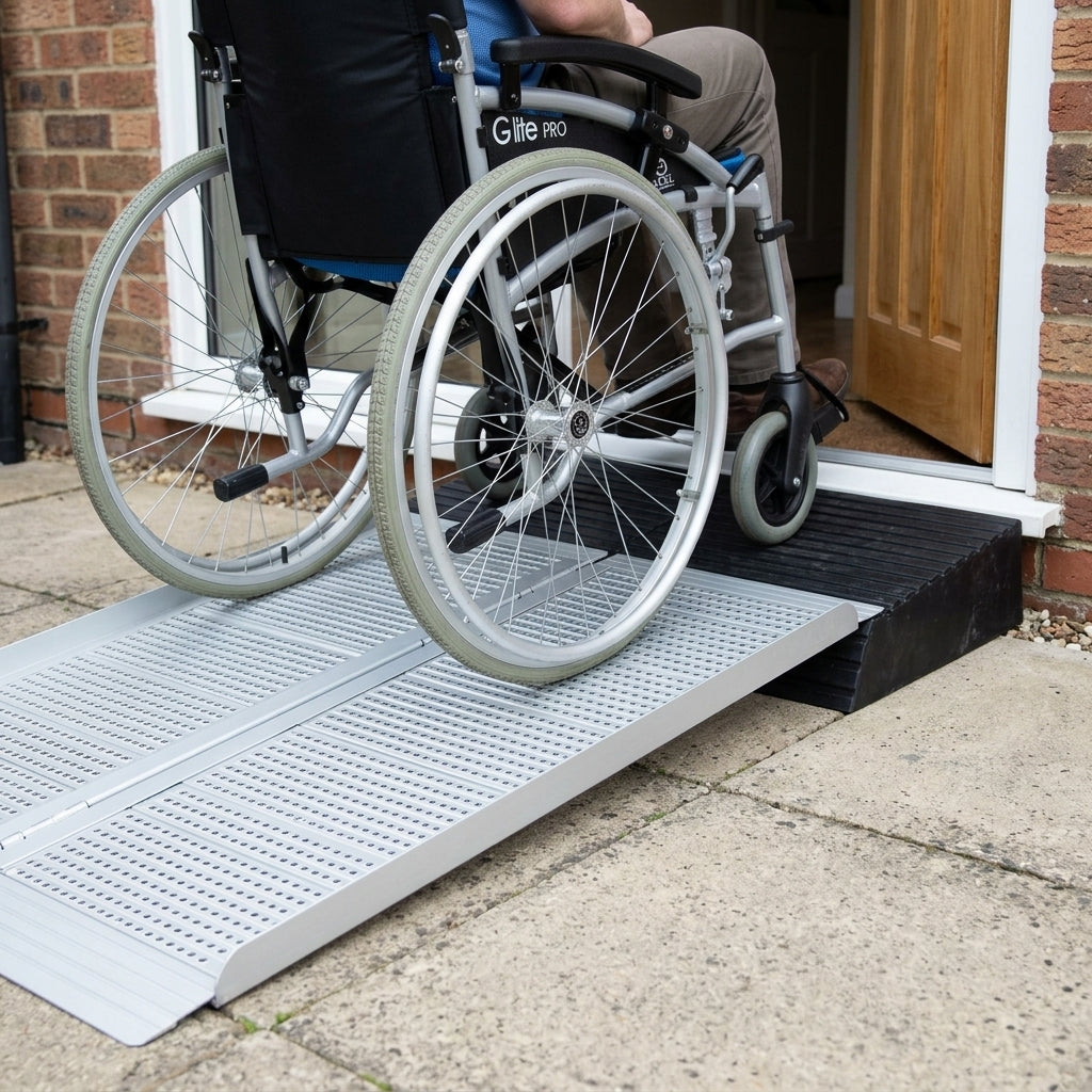 2ft-8ft Folding Ramp System with Rubber Threshold