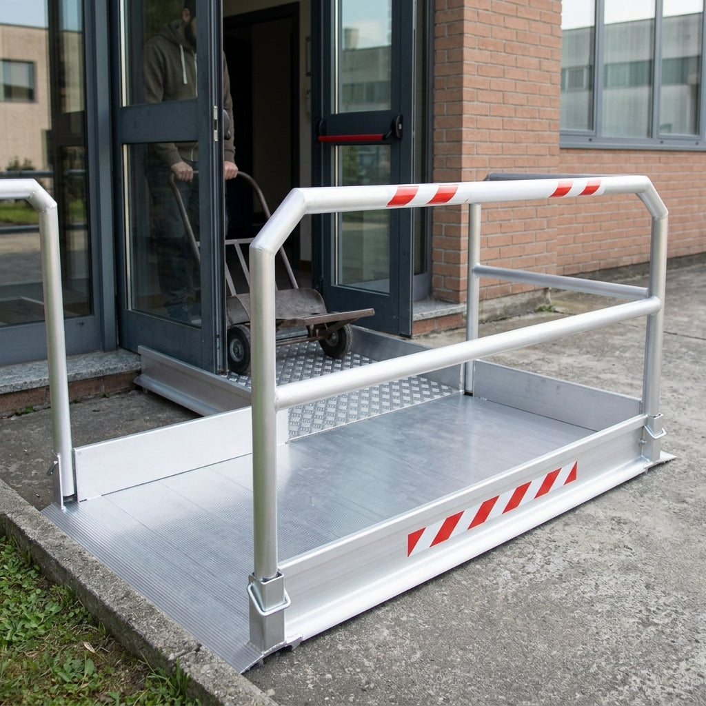 1390mm Vehicle Accessible Ramp with Handrails, 1250mm Width