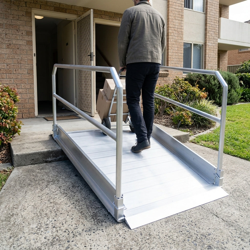 1990mm Pedestrian Ramp with Handrails, 1000mm Internal Width