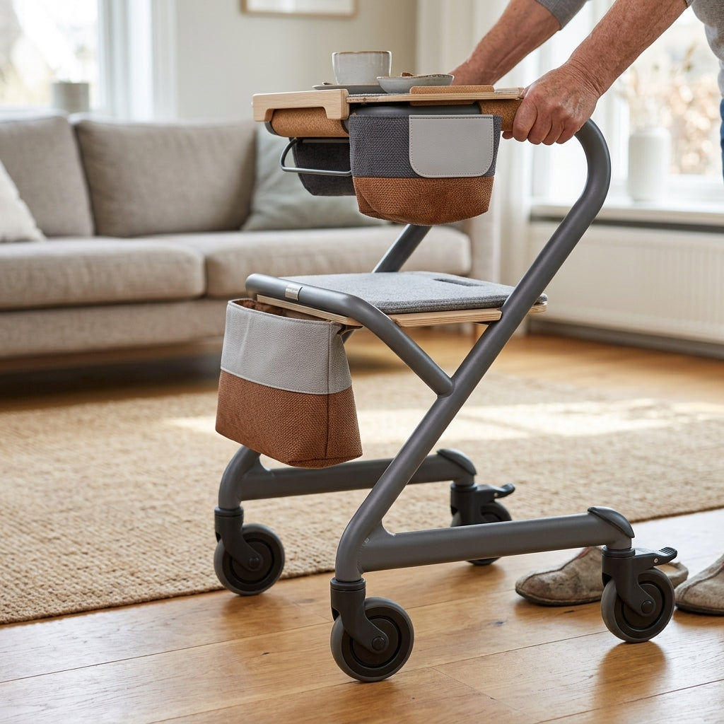 Indoor Rollator 4-Wheel with Seat and Accessory Bag (view 2)