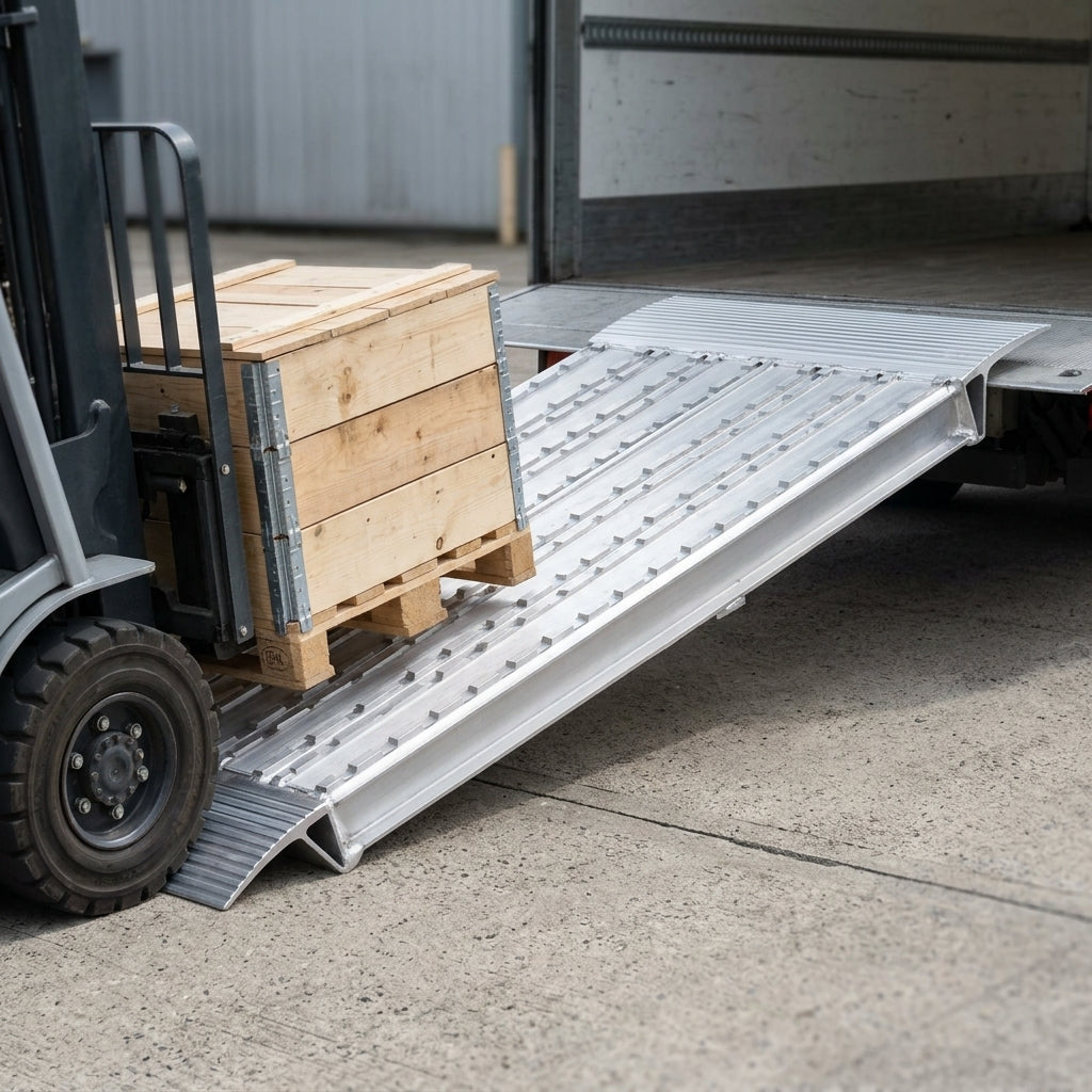 1500mm Loading Ramps Aluminium Milled Surface 21500kg Capacity
