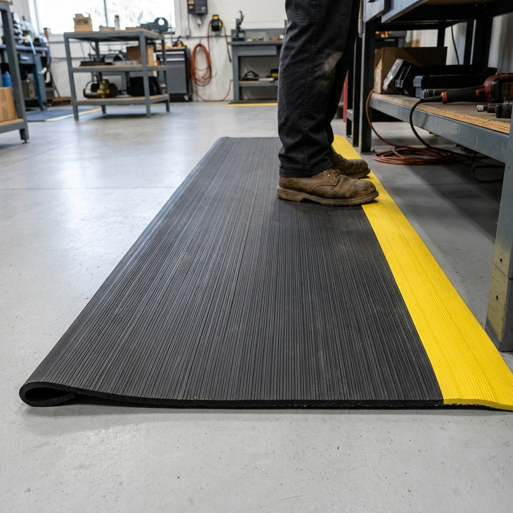 9.4mm Anti-Fatigue Mat Black & Yellow by Linear Meter
