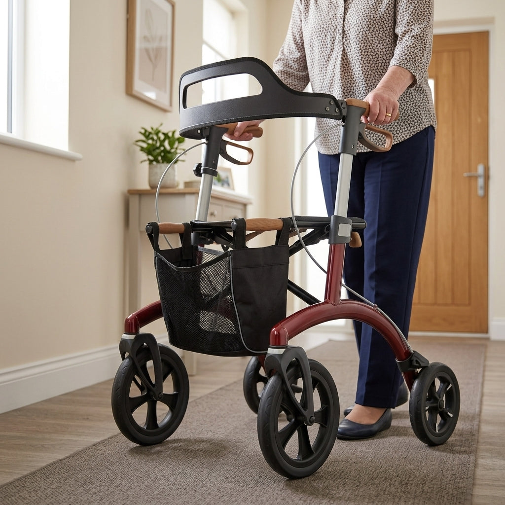 520mm Bariatric Rollator Red 180kg Capacity