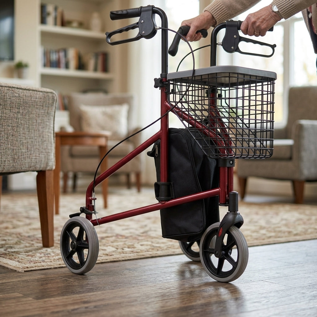 Aluminium 3 Wheel Rollator Tri-Walker with Storage Solutions (view 2)