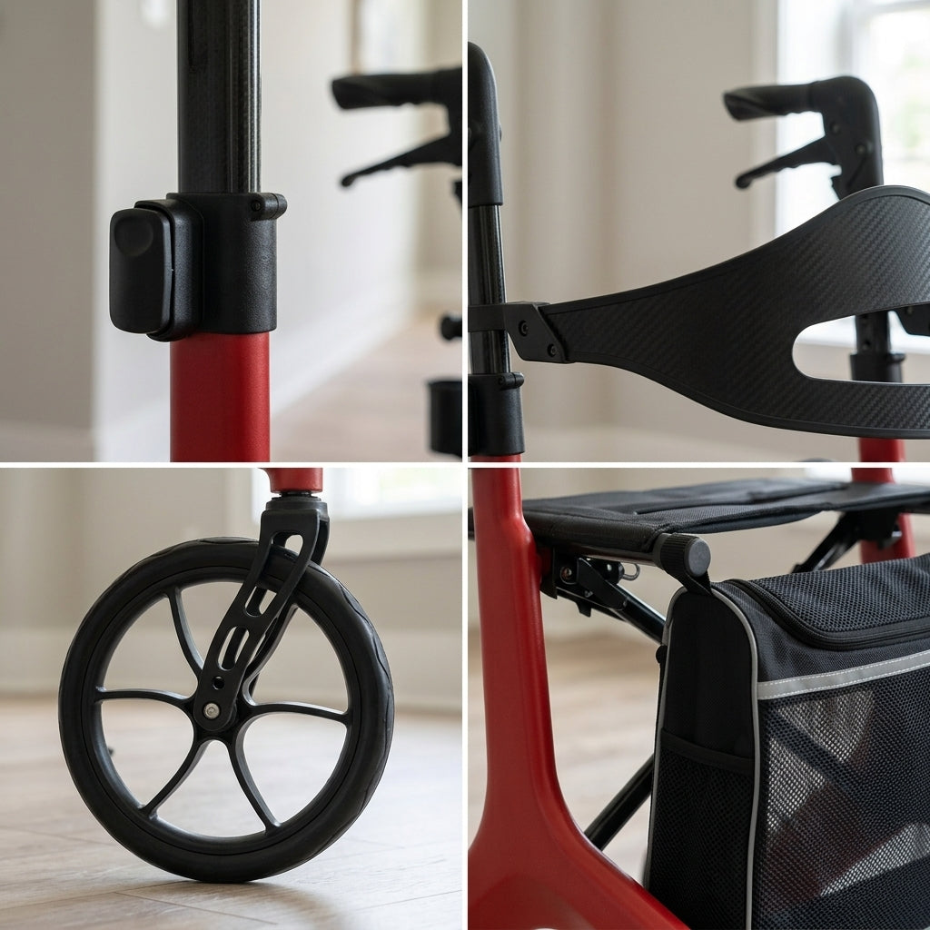 Lightweight Carbon Rollator with Padded Seat and Backrest (view 2)