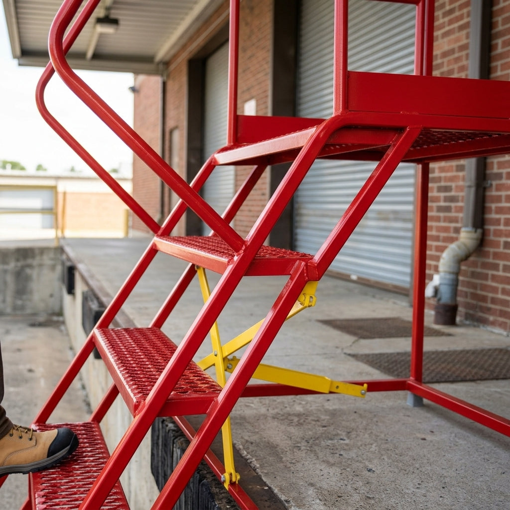 Steel Mobile Steps 4-15 Treads Punched Metal Surface (view 2)