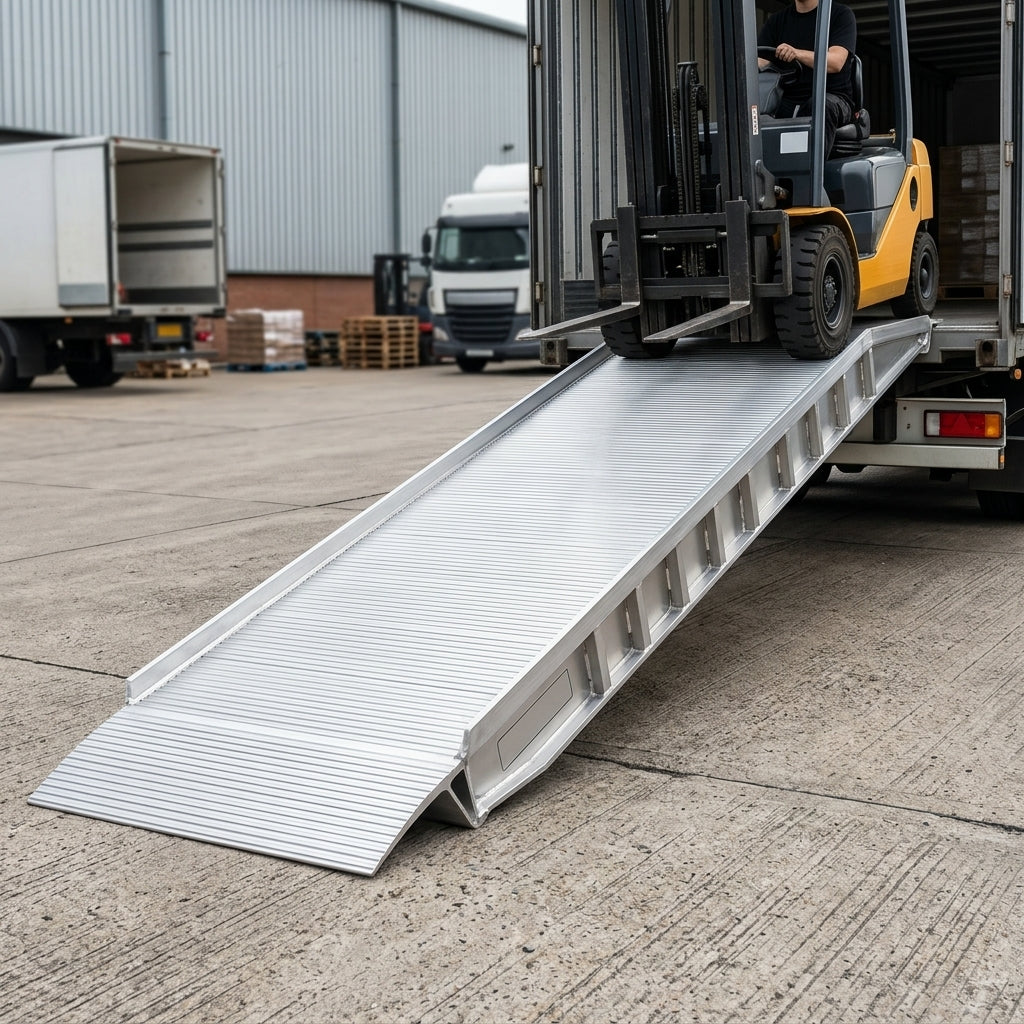 4500mm Loading Ramps Aluminium Milled Surface 5485kg Capacity