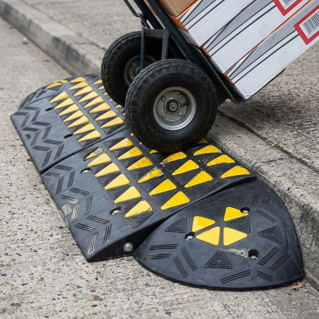 200mm High Rubber Kerb Ramp Kit with End Caps (view 2)
