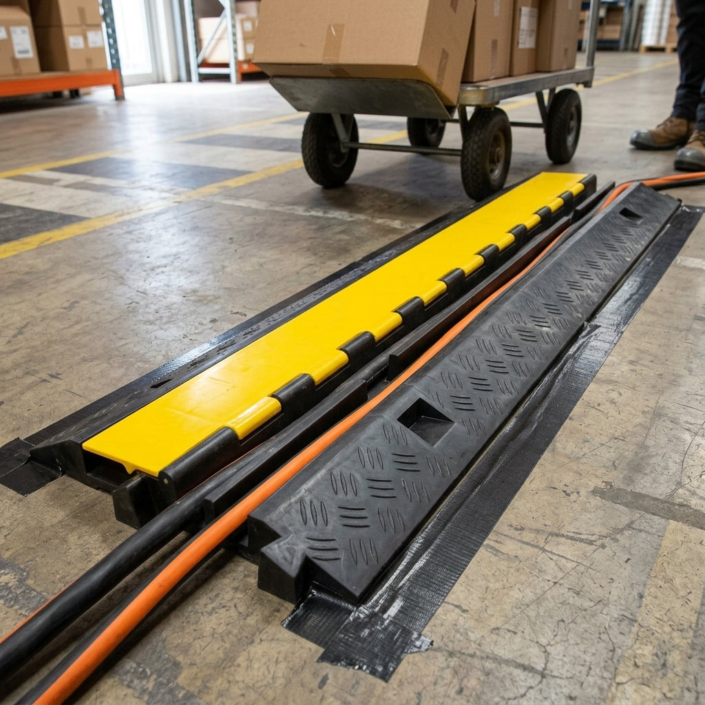 990mm x 250mm x 50mm 2-Channel Rubber Cable Protector