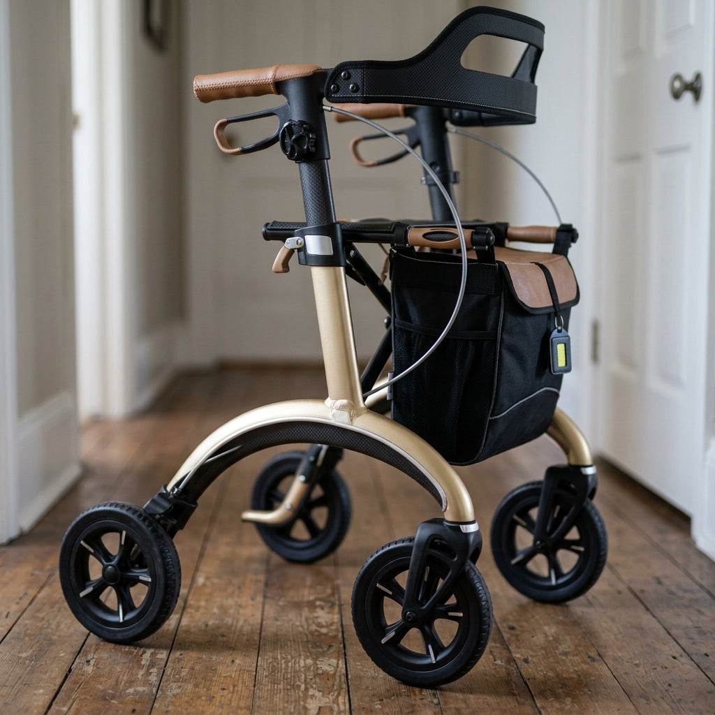 Ultra-Lightweight Carbon Rollator with Ergonomic Handles (view 2)