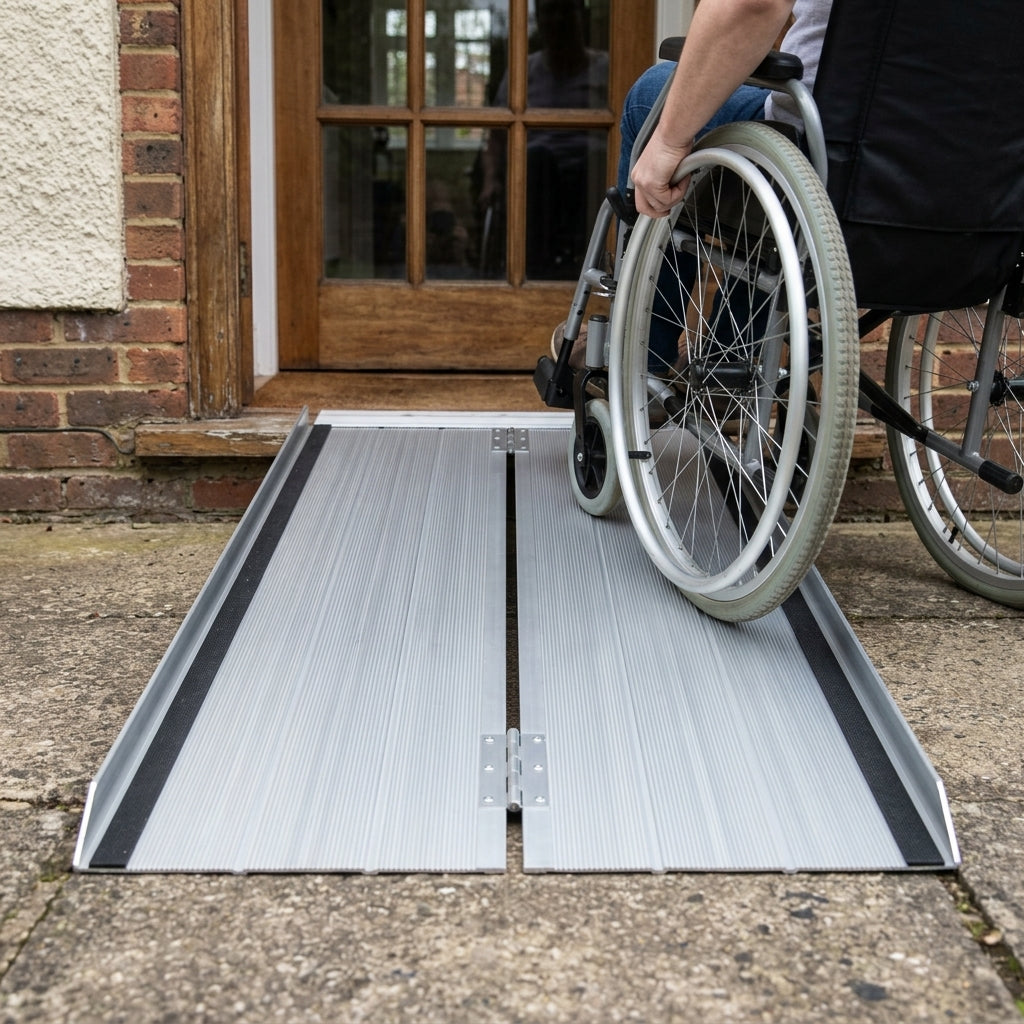 5ft Folding Wheelchair Ramp Flat Hinge with Carry Bag