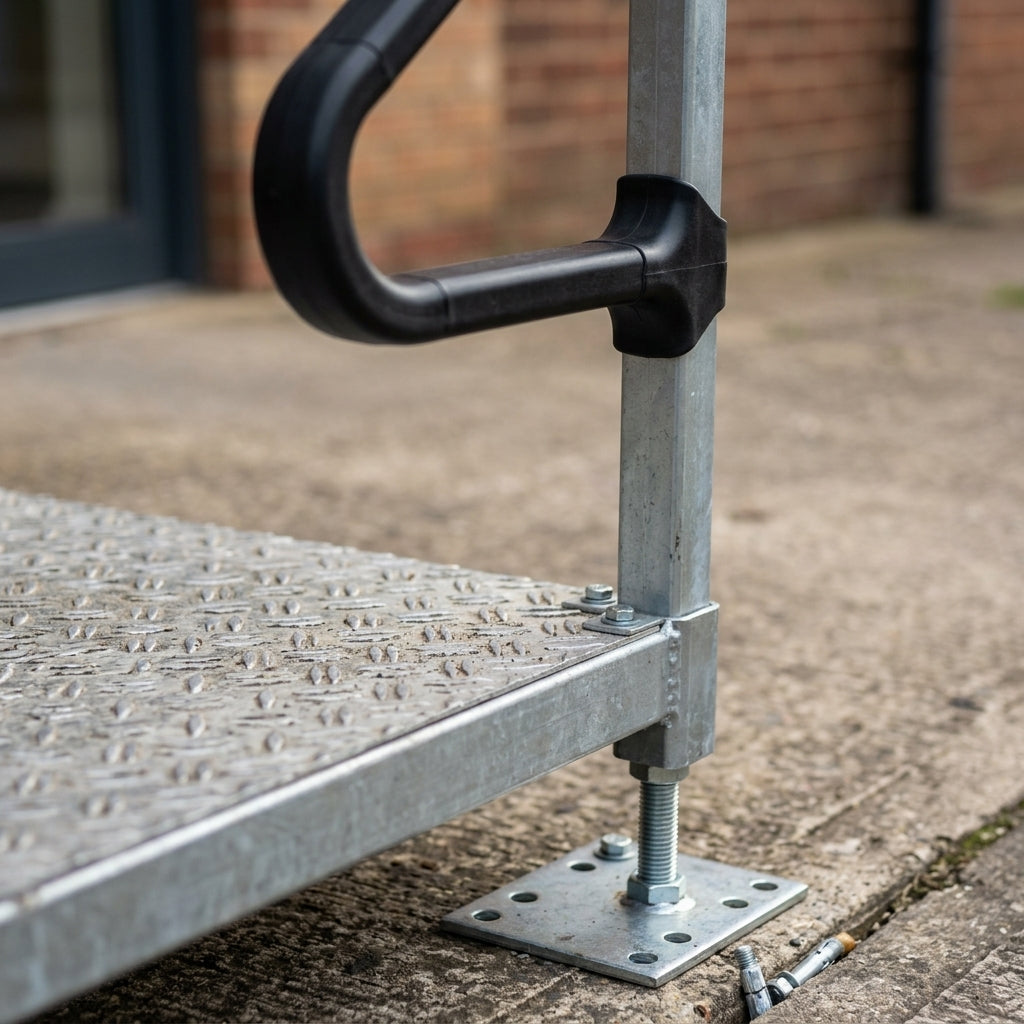 130mm - 190mm Adjustable Steel Step with Handrails (view 2)