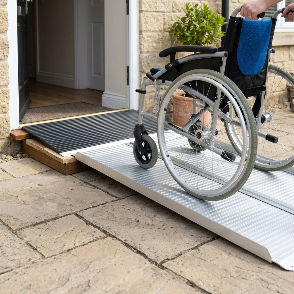 2ft - 8ft Folding Aluminium & Rubber Threshold Ramp System