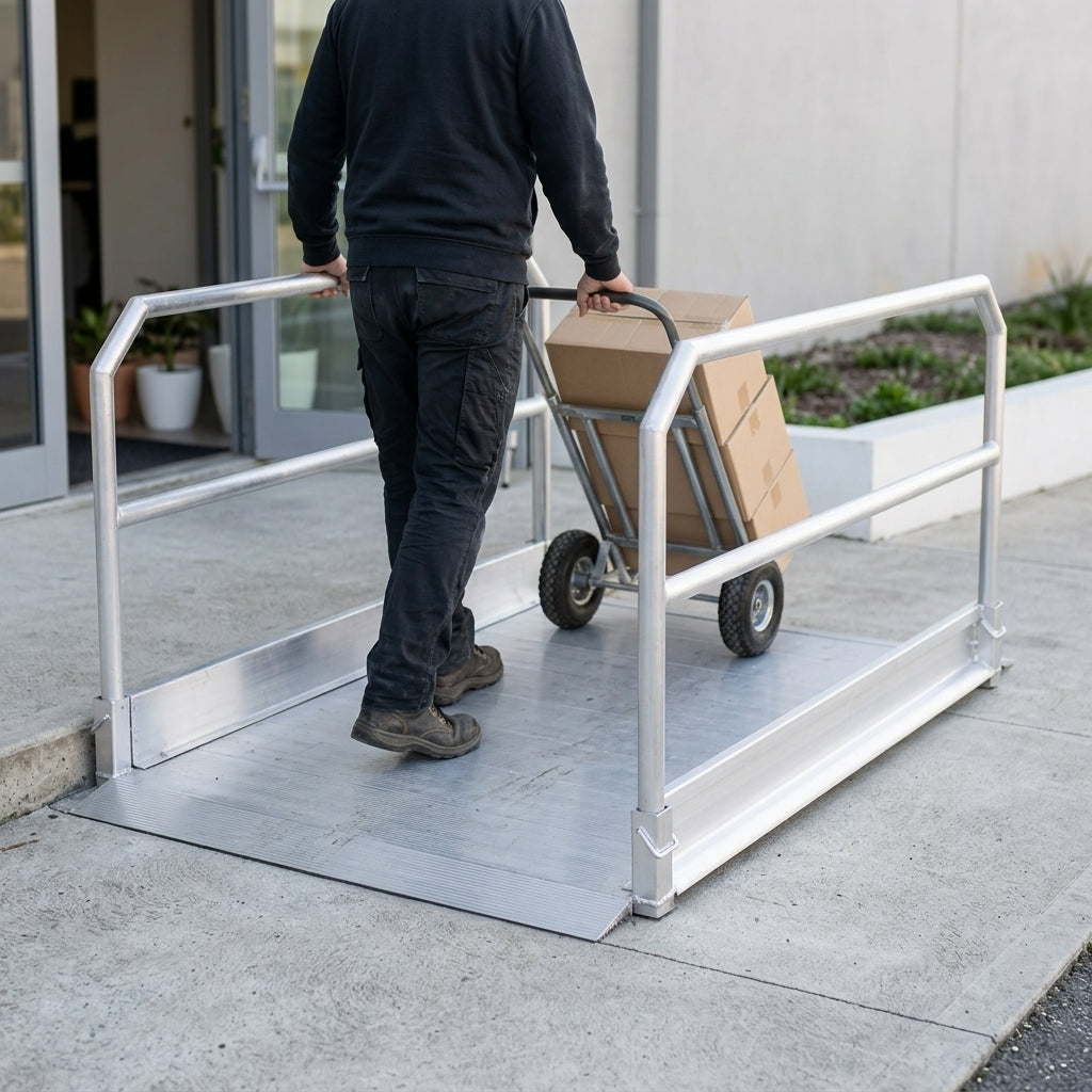 1990mm Vehicle Accessible Ramp with Handrails, 1250mm Width