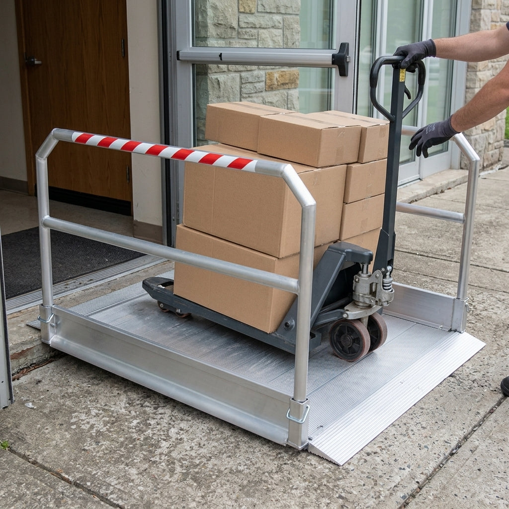 1390mm Vehicle Accessible Ramp with Handrails 4500kg Capacity