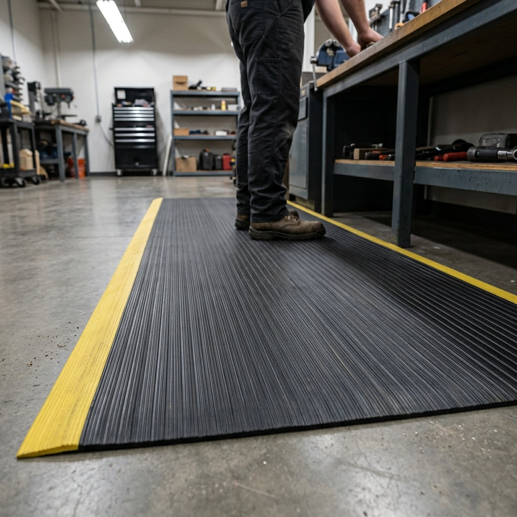 9.4mm Anti-Fatigue Mat Black & Yellow by Linear Meter